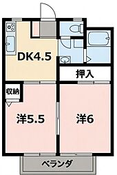 ドエル・アルス神大寺2 2DKの間取図画像