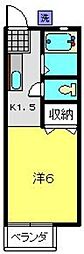 サニーハイツ 1Kの間取図画像