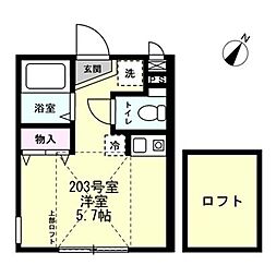 ルミナス鶴ヶ峰 ワンルームの間取図画像