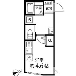 T's Cuore三ツ境II 1Kの間取図画像