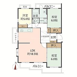 高槻・阿武山団地二番街205棟 3LDKの間取図画像