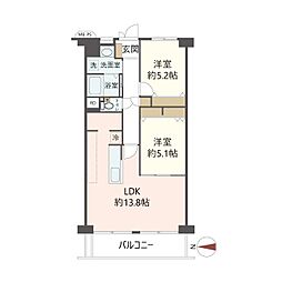 新大阪第2スカイハイツ 2LDKの間取図画像