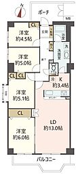 藤和コアティ高槻ハイタウンD棟 4LDKの間取図画像