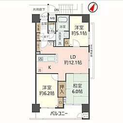 プレステージ六甲駅前2 3LDKの間取図画像