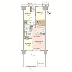 ジオ西宮今津 3LDKの間取図画像