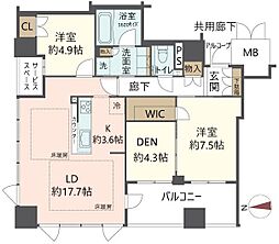 ジオタワー天六 2SLDKの間取図画像