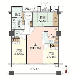 ジオタワー西宮北口 3LDKの間取図画像