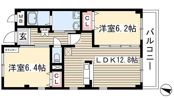 フォレストスクエア　シバタ 305｜愛知県名古屋市名東区西山台(賃貸マンション2LDK・3階・56.76㎡)の写真 その2