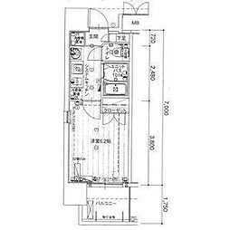 パルティール城西 1Kの間取図画像
