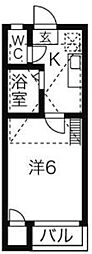 リバティー川名 1Kの間取図画像