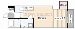 ハーモニーテラス塩池町2 1DKの間取図画像