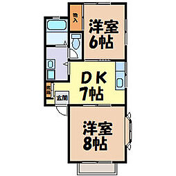 エステート八事B 2DKの間取図画像