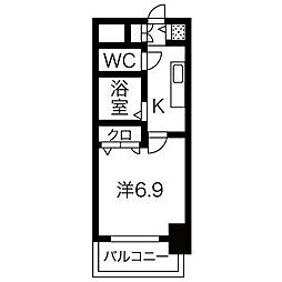 プレサンスサカエリバースタイル 1Kの間取図画像
