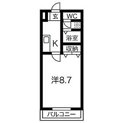 KHグランドール2 1Kの間取図画像