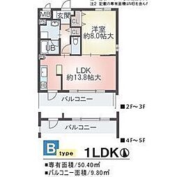 ステージ本山 1LDKの間取図画像