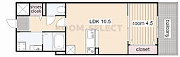 グランアビタシオンノリタケ 1LDKの間取図画像