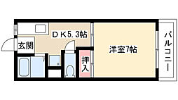 サンライズ2 1DKの間取図画像