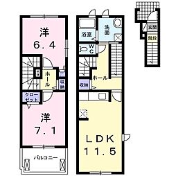グリシーヌ1番館 2LDKの間取図画像