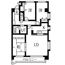 第2ヒルハイツ浅井 3LDKの間取図画像