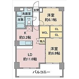 ホワイトホフマン 2LDKの間取図画像