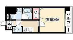 カレント茶屋が坂 1Kの間取図画像