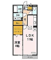 長久手ハイツA棟 1LDKの間取図画像