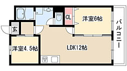 コトブキ第一ビル 2LDKの間取図画像