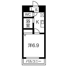プリーマ 1Kの間取図画像