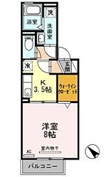 サウスパーク中村 1Kの間取図画像