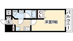 セイワソレイルコート 1Kの間取図画像