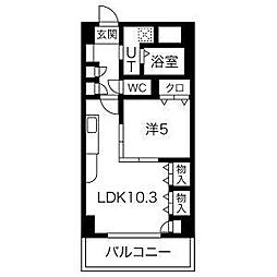 プレステージ新栄 1LDKの間取図画像