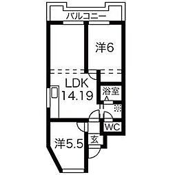 スカイフォート 2LDKの間取図画像