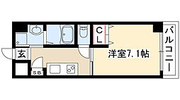 アールズタワー池下西 1Kの間取図画像