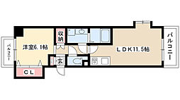 ワイズタワー徳川 1LDKの間取図画像