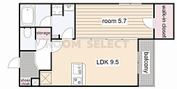 アルカンシエル泉 1LDKの間取図画像