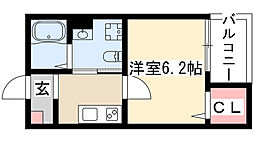 アロウ内浜町 1Kの間取図画像