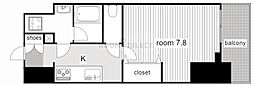 WESTIN上前津 1Kの間取図画像