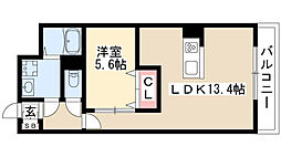 スカーバティー葵 1LDKの間取図画像
