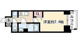 プレサンス桜通ベルノ 1Kの間取図画像