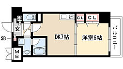 コンセール葵 1DKの間取図画像