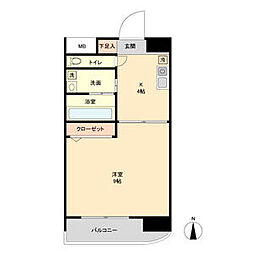 エクセルシオール栄 1DKの間取図画像