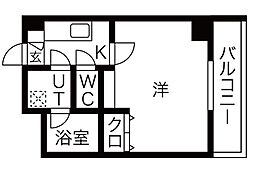 イースタンヒルズ藤が丘2 1Kの間取図画像