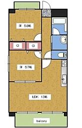 レージュ竹の山 2LDKの間取図画像