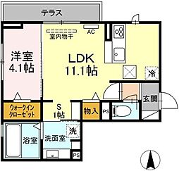 クオレアス乗江 1LDKの間取図画像
