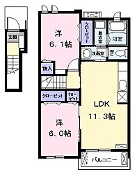 ミレフィオーリ 2LDKの間取図画像
