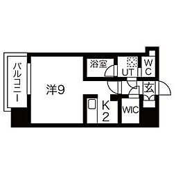 ヴィラエーデル名駅 1Kの間取図画像
