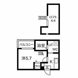 レガーロ中小田井 1Kの間取図画像