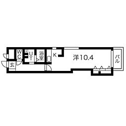 パルタマレ神宮 1Kの間取図画像