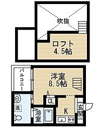 ジュネス堀越 ワンルームの間取図画像