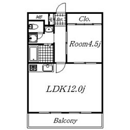 グリーンハウス吉 1LDKの間取図画像